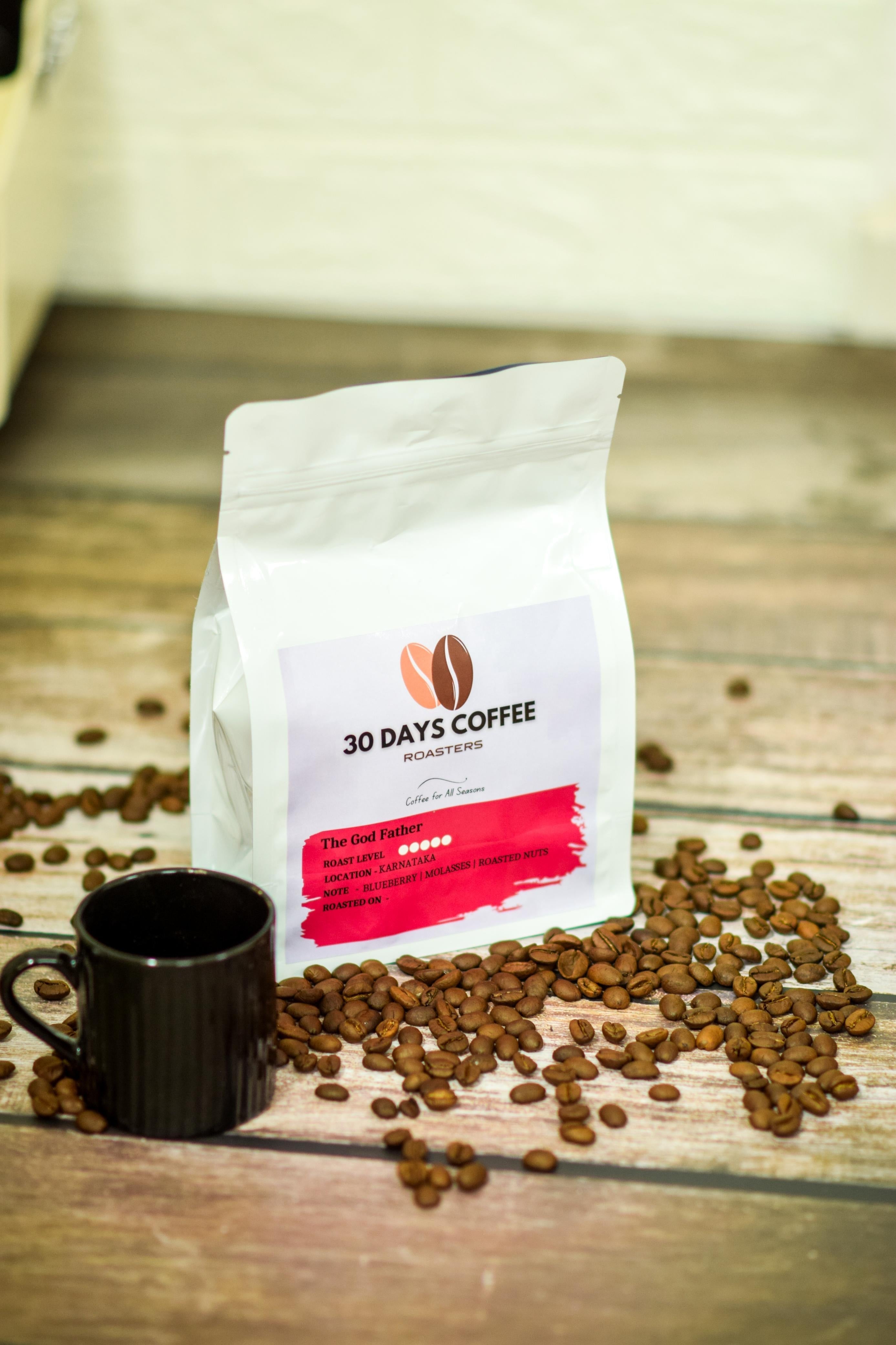 The God Father bold espresso coffee beans — freshly roasted small batch