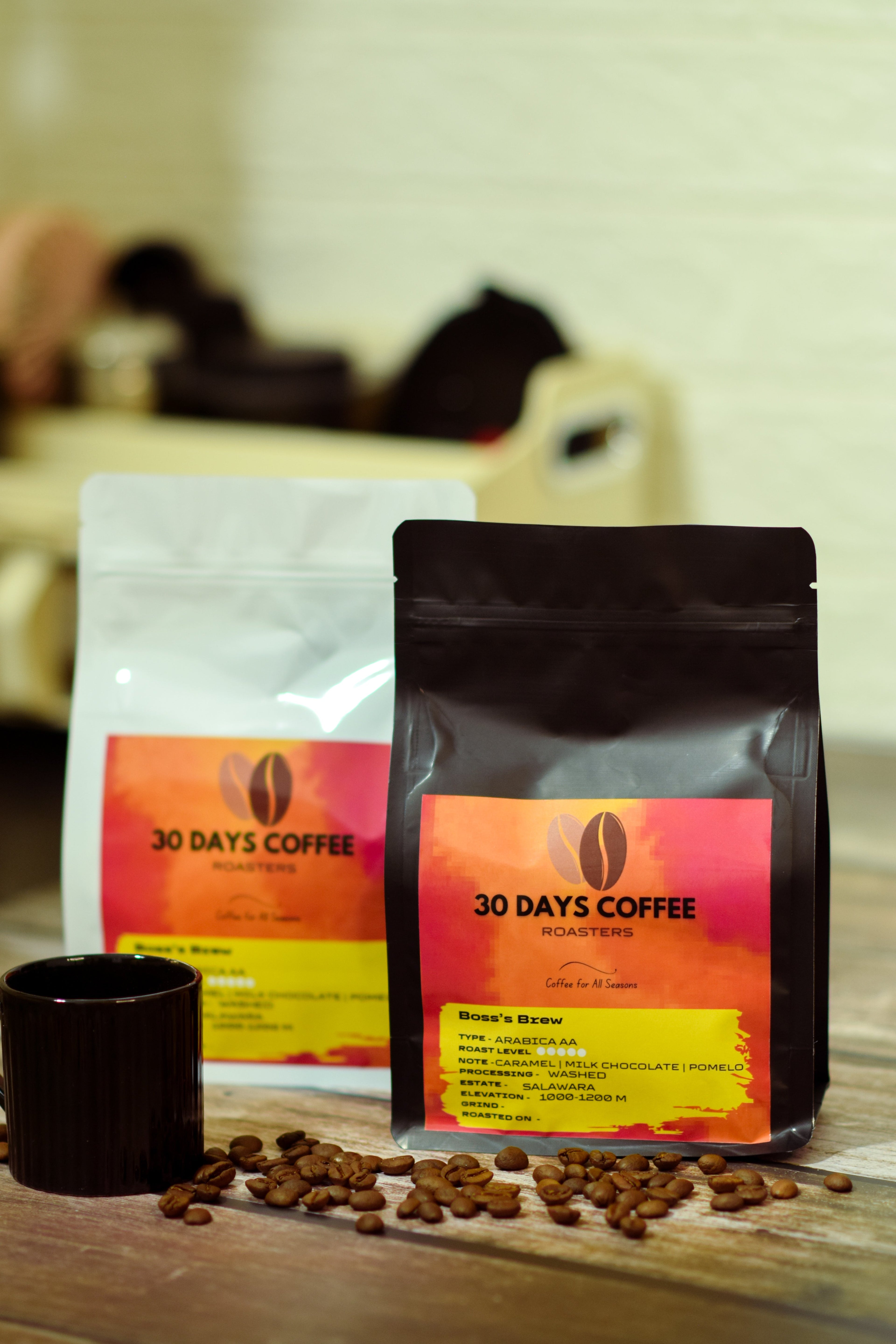 Boss's Brew bold dark roast coffee beans — freshly roasted India