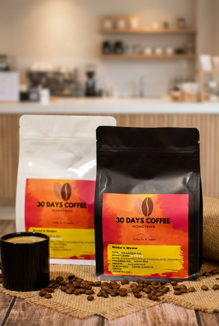 Boss's Brew dark roast coffee bag 250g — 30 Days Coffee Roasters India